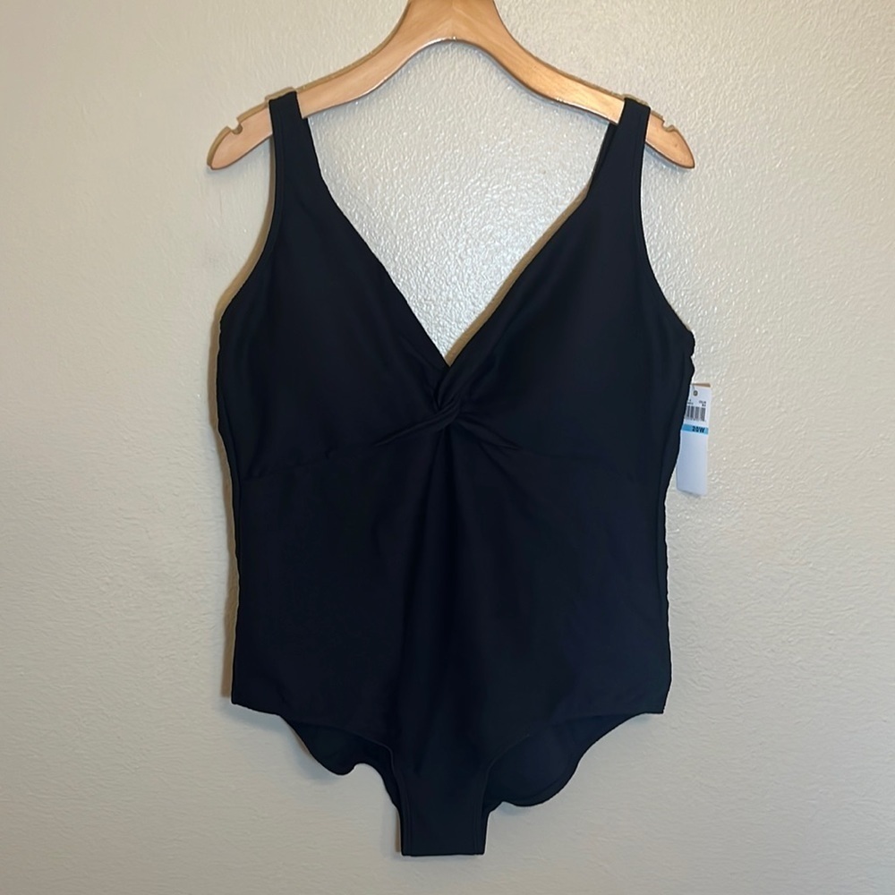 NWT Anne Cole Black Beach Summer Plus Size One Piece Swimsuit